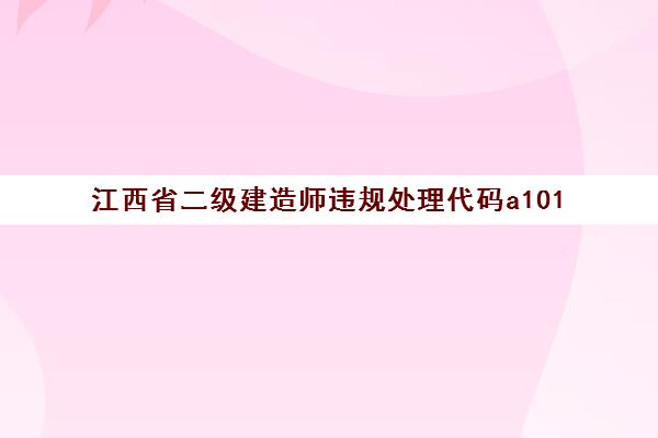 江西省二级建造师违规处理代码a101(江西二级建造师考务文件)