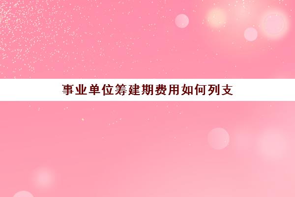 事业单位筹建期费用如何列支(新建事业单位筹建工作)