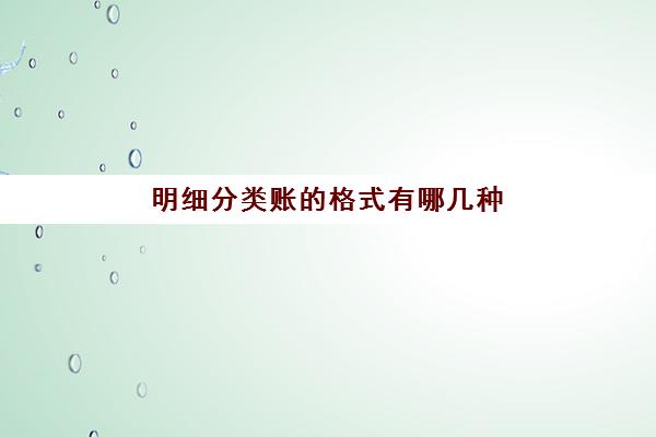 明细分类账的格式有哪几种(明细分类账的格式有哪些分别适用于哪种分类账簿)