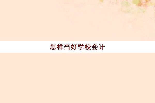 怎样当好学校会计(如何成为学校的会计)