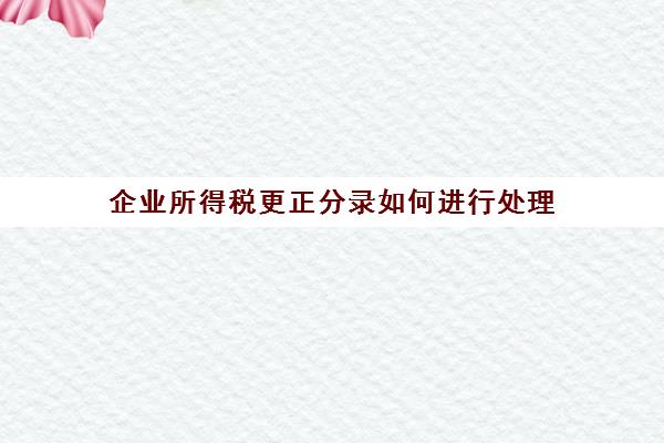 企业所得税更正分录如何进行处理