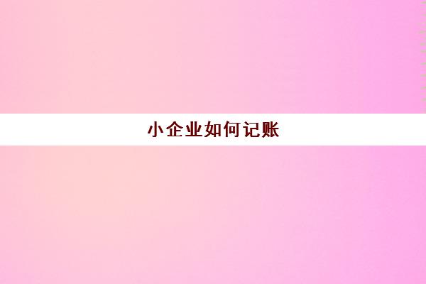 小企业如何记账(小企业记账用什么软件最方便)