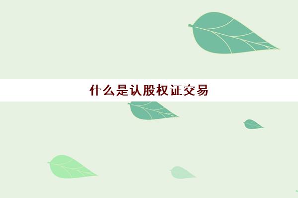 什么是认股权证交易(什么叫认股权证)