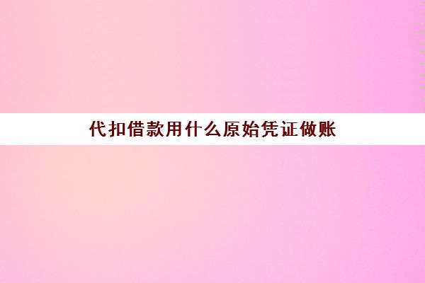 代扣借款用什么原始凭证做账(借款方代扣银行账号是什么意思)