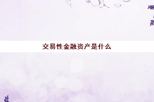 交易性金融资产是什么(货币资金加交易性金融资产是什么)