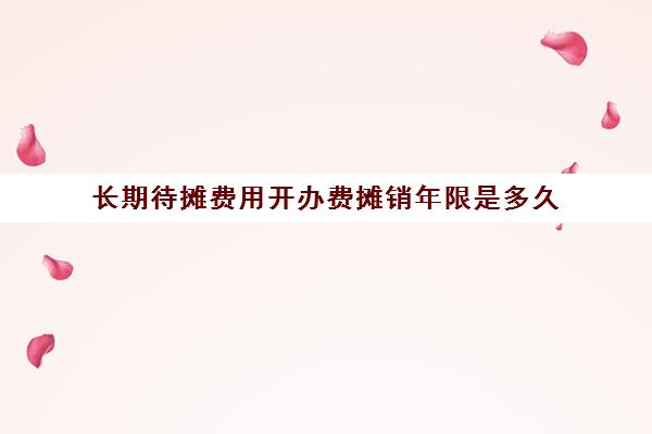 长期待摊费用开办费摊销年限是多久(长期待摊开办费一定要分明细吗)