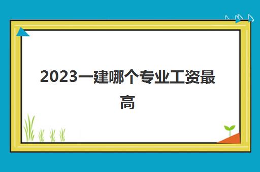 2023一建哪个专业工资最高(一级建造师月工资大概多少)