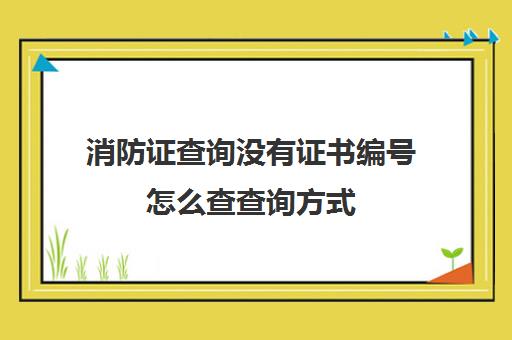 消防证查询没有证书编号怎么查查询方式