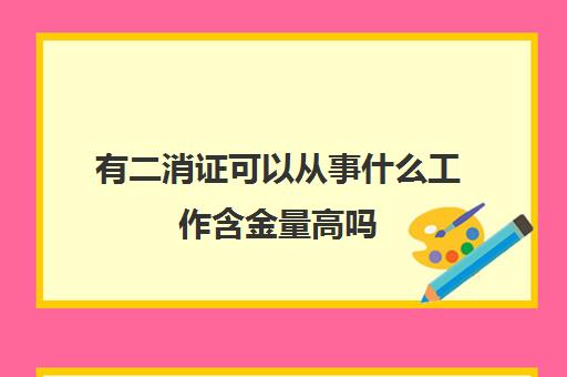 有二消证可以从事什么工作含金量高吗