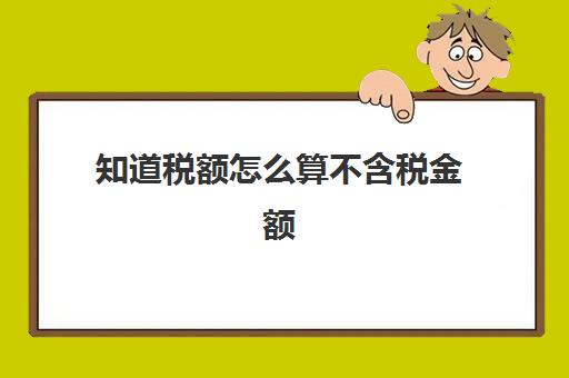 知道税额怎么算不含税金额(知道了不含税金额怎么求含税金额)