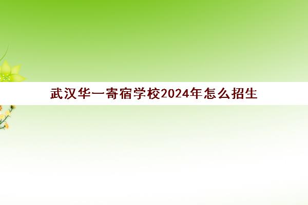武汉华一寄宿学校2024年怎么招生(武汉私立学校排名一览表)