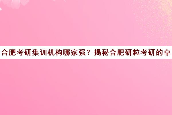 合肥考研集训机构哪家强？揭秘合肥研粒考研的卓越实力