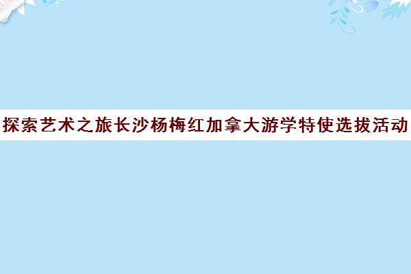 探索艺术之旅长沙杨梅红加拿大游学特使选拔活动