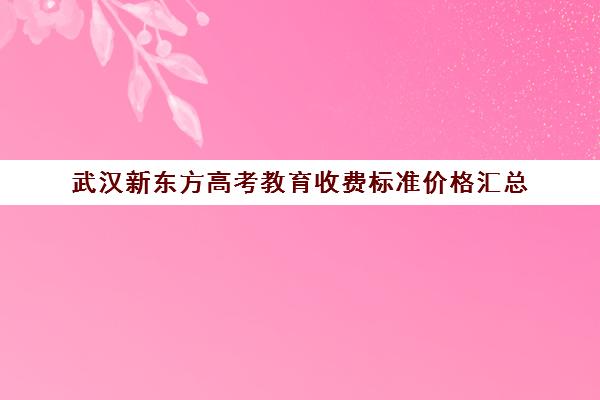 武汉新东方高考教育收费标准价格汇总(新东方艺术生文化高考培训收费)