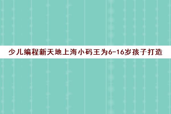 少儿编程新天地上海小码王为6-16岁孩子打造专业编程教育平台