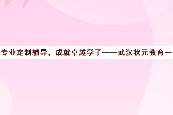 专业定制辅导，成就卓越学子——武汉状元教育一对一辅导服务