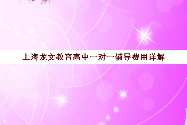 上海龙文教育高中一对一辅导费用详解