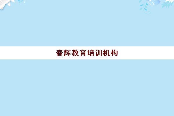 春辉教育培训机构(北京口碑最好的教育机构)