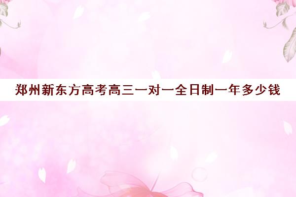 郑州新东方高考高三一对一全日制一年多少钱(济南新东方高三冲刺班收费价格表)