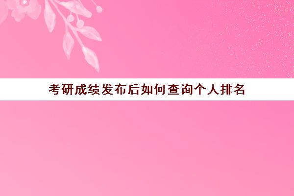 考研成绩发布后如何查询个人排名