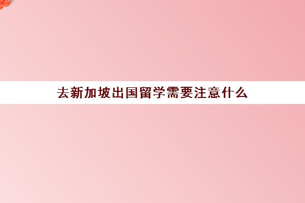 去新加坡出国留学需要注意什么(新加坡留学的五大忠告)