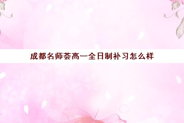 成都名师荟高一全日制补习怎么样