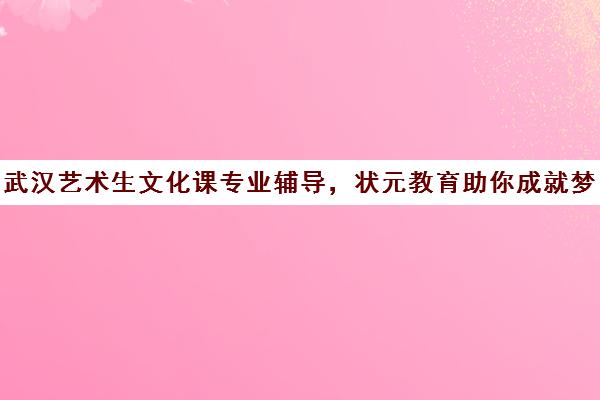 武汉艺术生文化课专业辅导，状元教育助你成就梦想