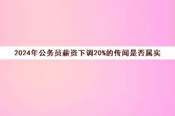 2024年公务员薪资下调20%的传闻是否属实？