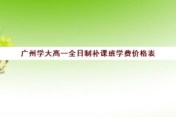 广州学大高一全日制补课班学费价格表(广州辅导班收费价目表)