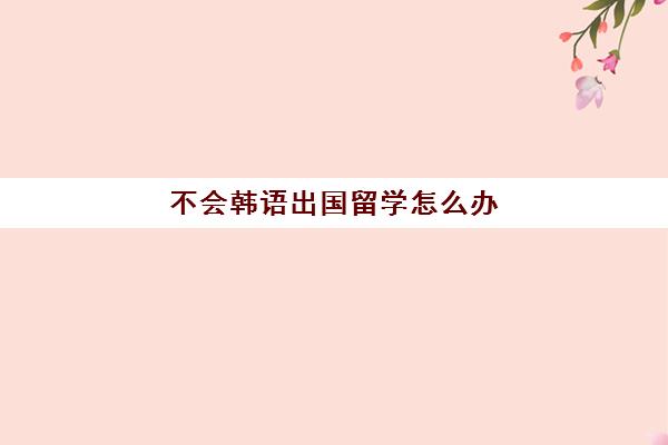 不会韩语出国留学怎么办(去韩国留学一年花多少钱)