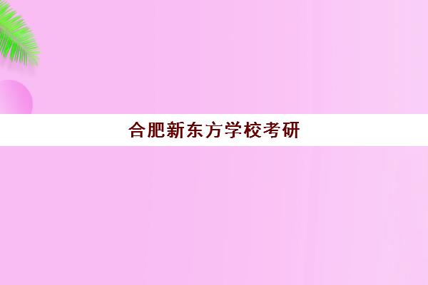 合肥新东方学校考研(新东方考研咨询)