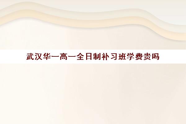 武汉华一高一全日制补习班学费贵吗