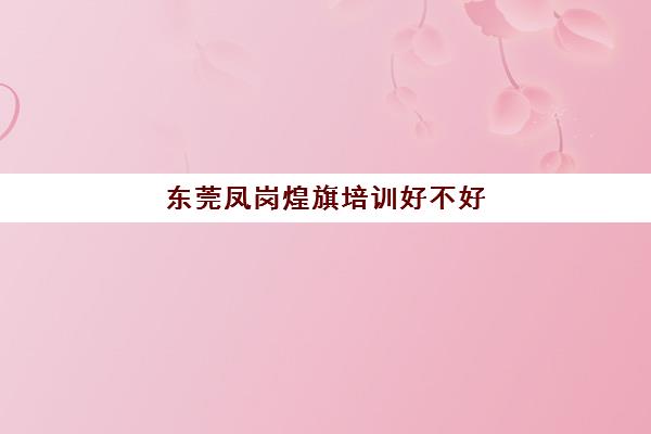 东莞凤岗煌旗培训好不好(东莞凤舞培训怎么样)