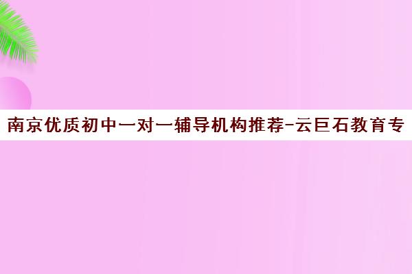 南京优质初中一对一辅导机构推荐-云巨石教育专业服务