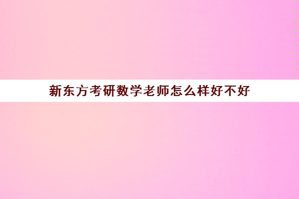 新东方考研数学老师怎么样好不好(小学有必要去上新东方数学吗)