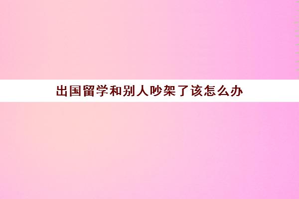 出国留学和别人吵架了该怎么办(留学可以不找中介吗)