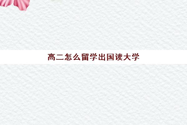 高二怎么留学出国读大学(高三可以申请国外大学吗)