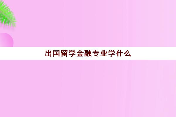 出国留学金融专业学什么(留学最好二十个专业)