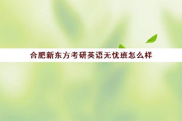 合肥新东方考研英语无忧班怎么样(安徽新东方暑假住宿班)