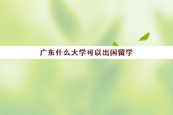 广东什么大学可以出国留学(广东最好的十大本科学校)