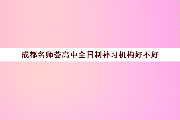 成都名师荟高中全日制补习机构好不好