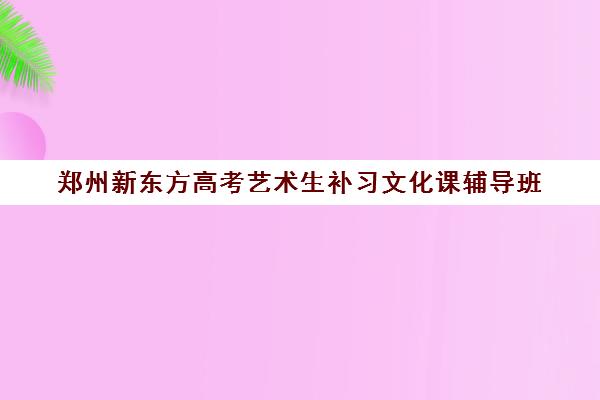 郑州新东方高考艺术生补习文化课辅导班