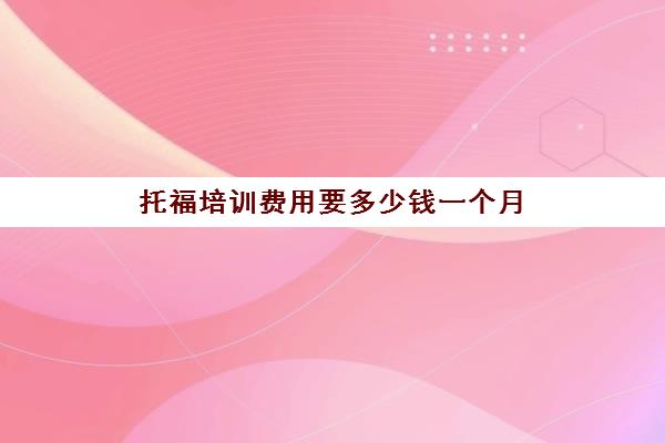 托福培训费用要多少钱一个月(托福一对一培训价格多少)