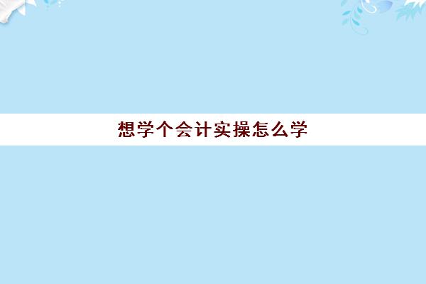 想学个会计实操怎么学(一个新手如何自学会计)