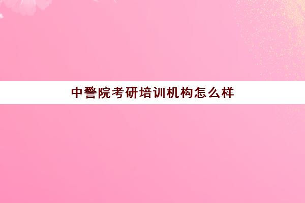 中警院考研培训机构怎么样(中警院研究生含金量如何)