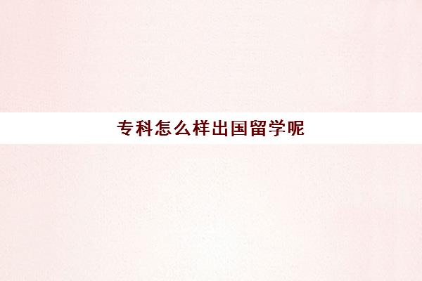 专科怎么样出国留学呢(三年国内大专一年出国本科)