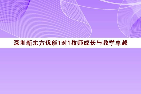 深圳新东方优能1对1教师成长与教学卓越