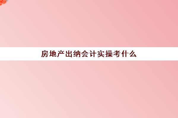 房地产出纳会计实操考什么(房地产会计做账的步骤)