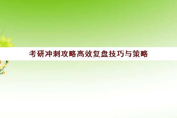 考研冲刺攻略高效复盘技巧与策略