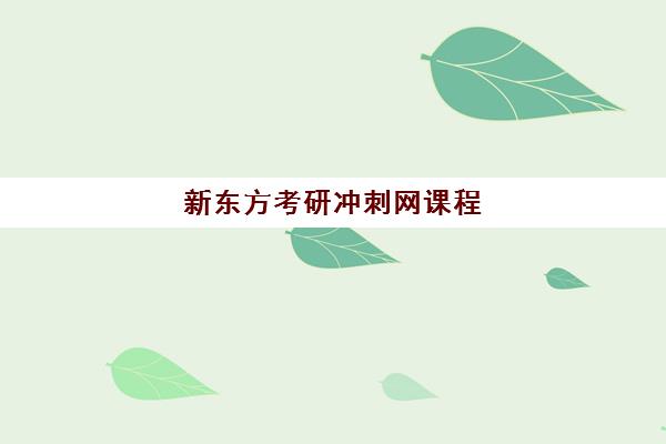 新东方考研冲刺网课程(新东方考研集训营怎么样)